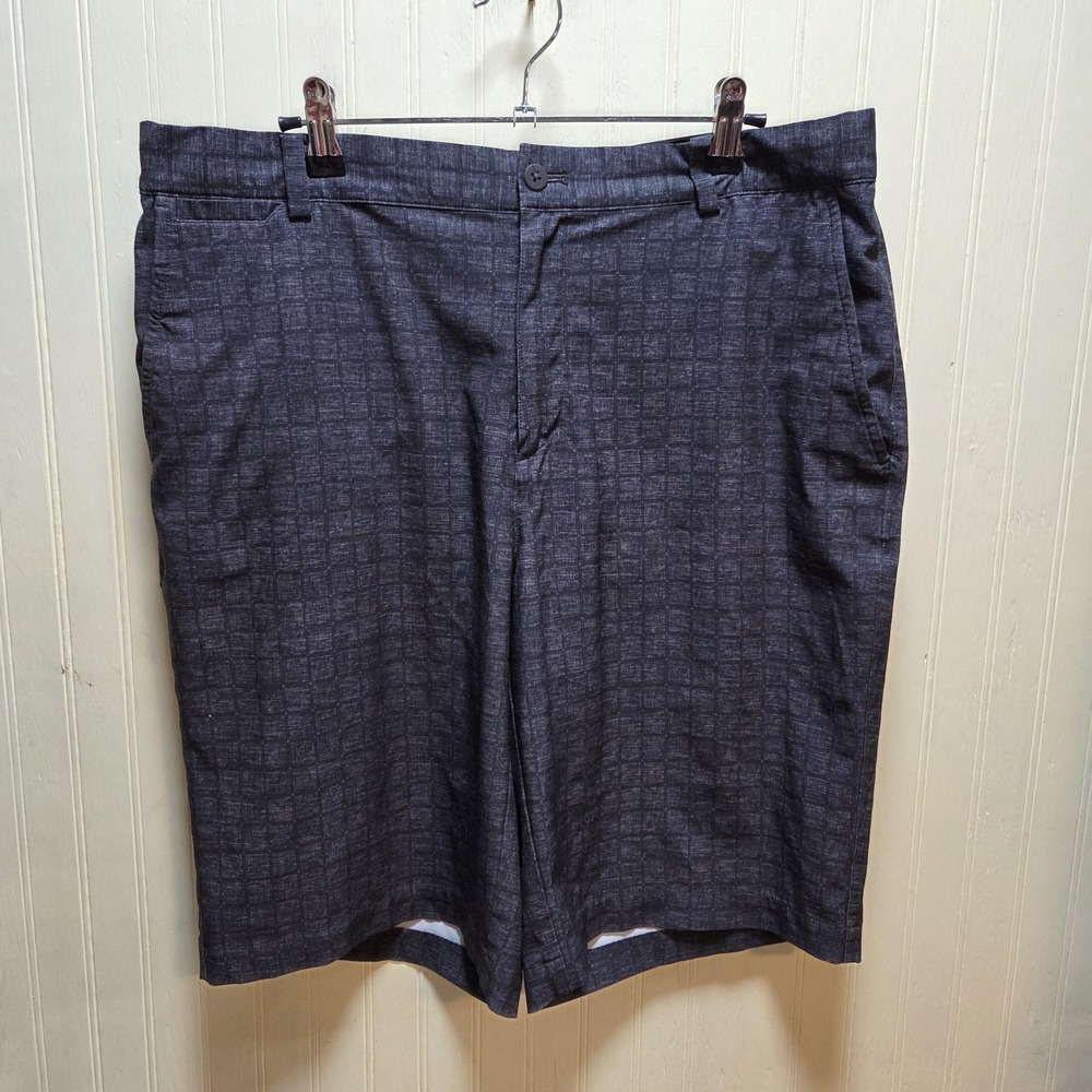 Nike Golf Dri-FIT Shorts Mens 34 Gray Check Tour Performance Stretch Bermuda